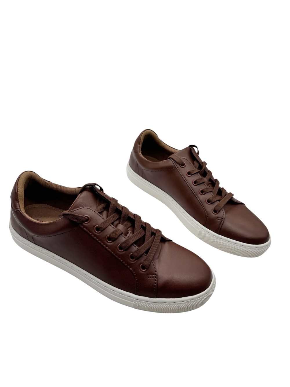 Banana Republic Men's Vegan Faux Leather Low Top Sneakers Cognac Brown 9.5
